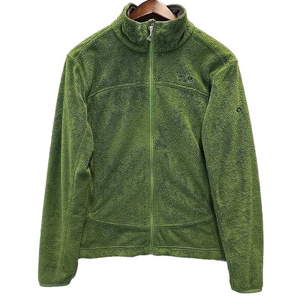 Vtg Mountain Hardware Womens Fleece Jacket M Full-Zip Lime Green Y2K Outdoors - Picture 1 of 11